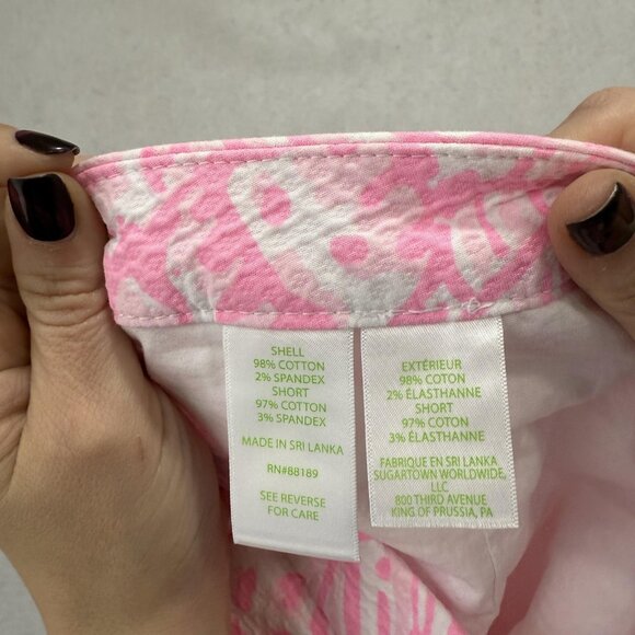 Lilly Pulitzer Skirtt Womens 4 Pink White Seashell Print Jacquard Cotton Stretch - Picture 6 of 8